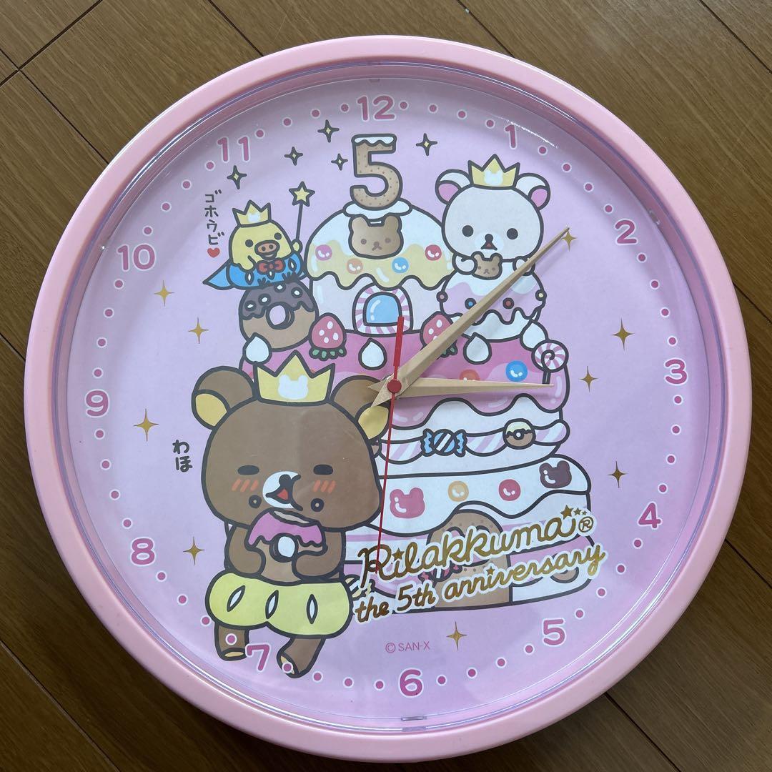 San-X Rilakkuma Korilakkuma Wall Clock 5th Anniversary Pink Japan