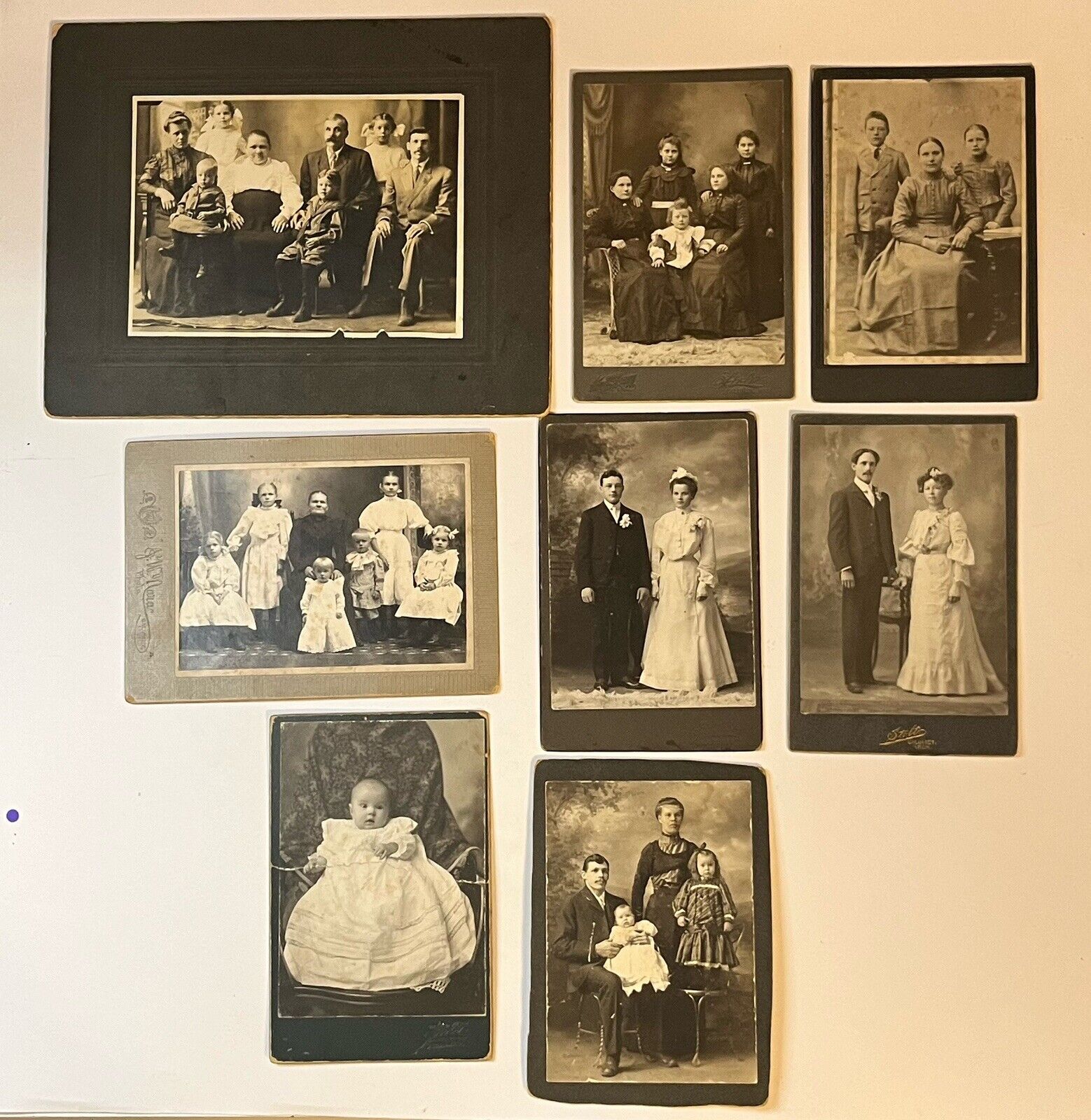 Antique Vintage Family Photos Wedding Children Baby Cabinet Card Movie Props