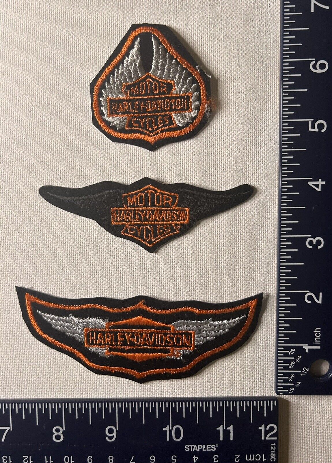 Authentic Vintage Harley-Davidson Rare Med & Small Wings Set Emblems