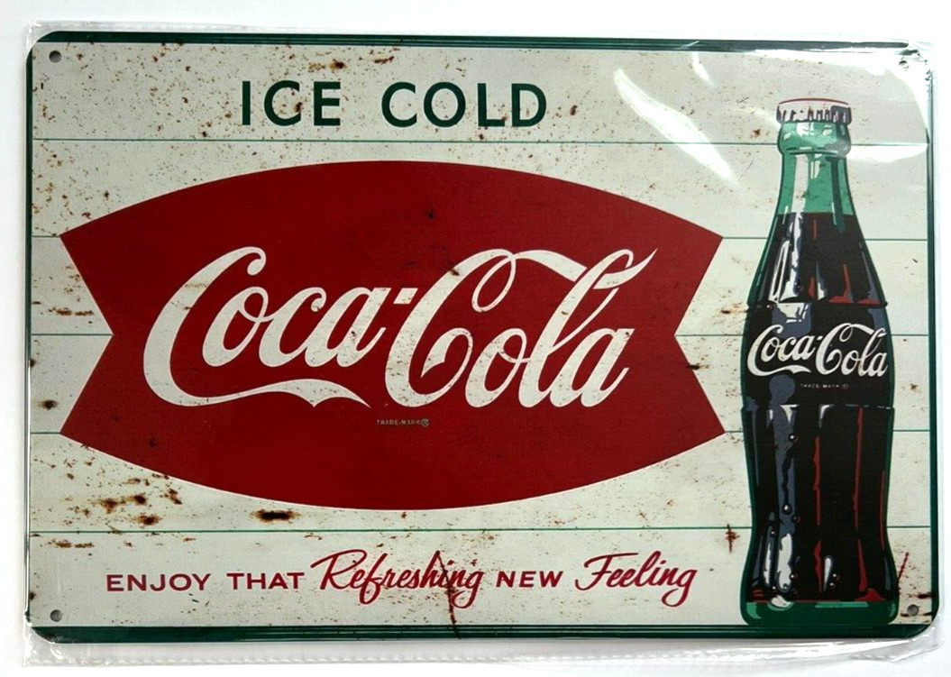 Coca-Cola Ice Cold Coca-Cola Vintage Novelty Metal Sign 12