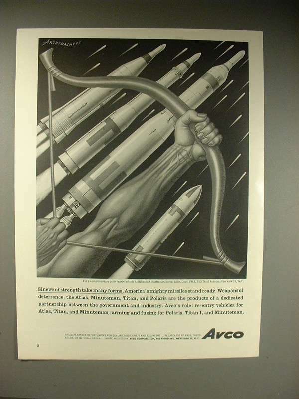 1963 Avco Ad w/ Art by Artzybasheff - Sinews Strength