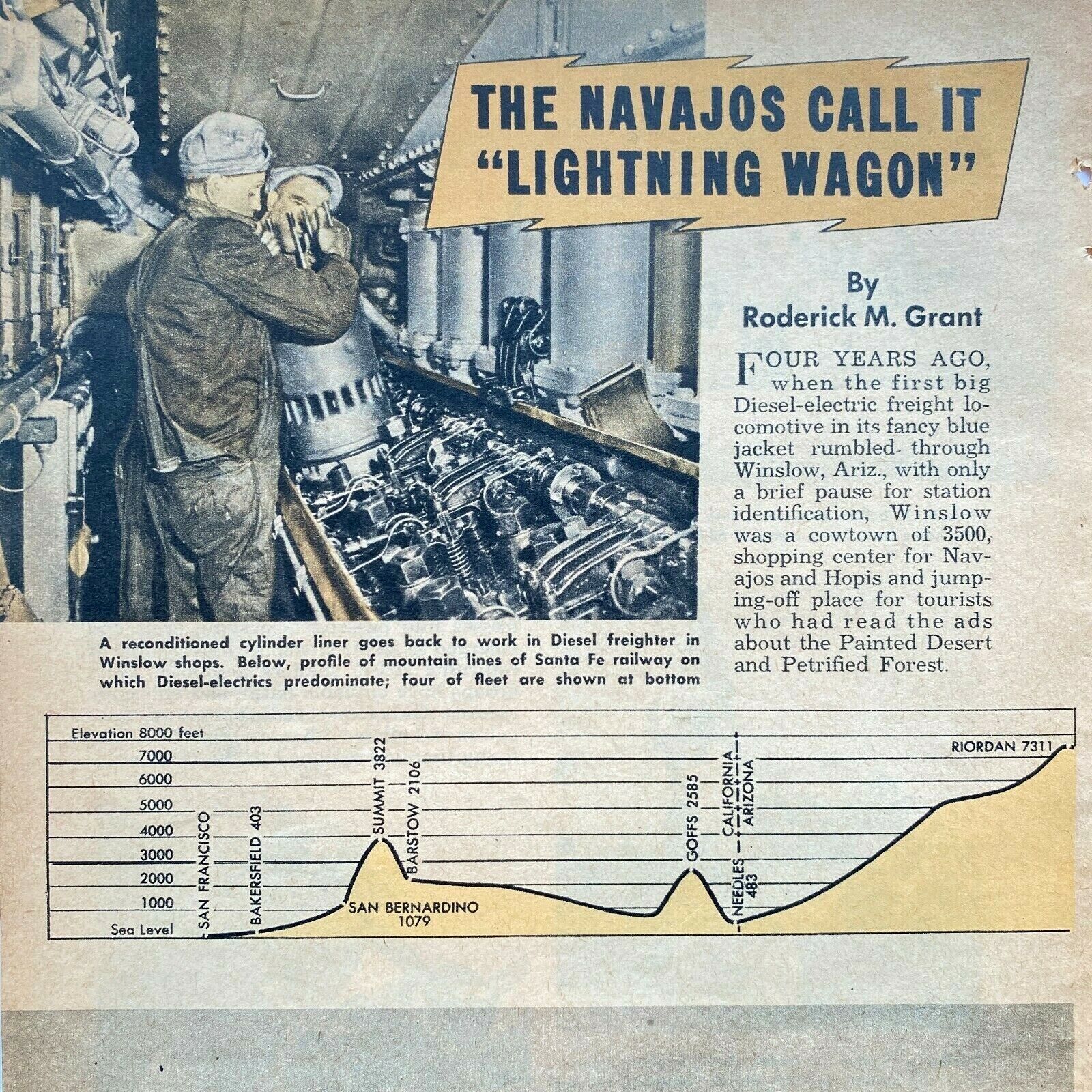 1945 Vintage Diesel Electric Freight Locomotive Train Article Popular Mechanics