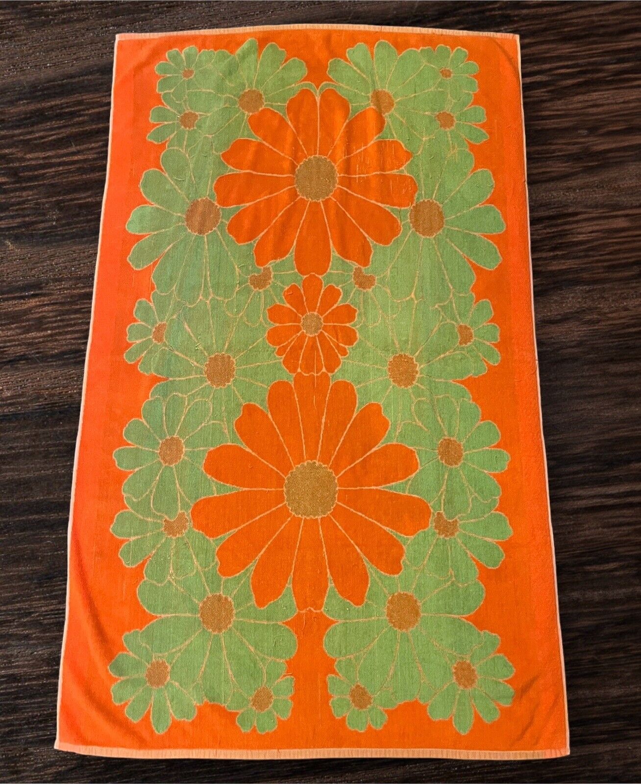 Vintage Sea King Oversized Beach Towel Orange Green Retro Flower Power MCM