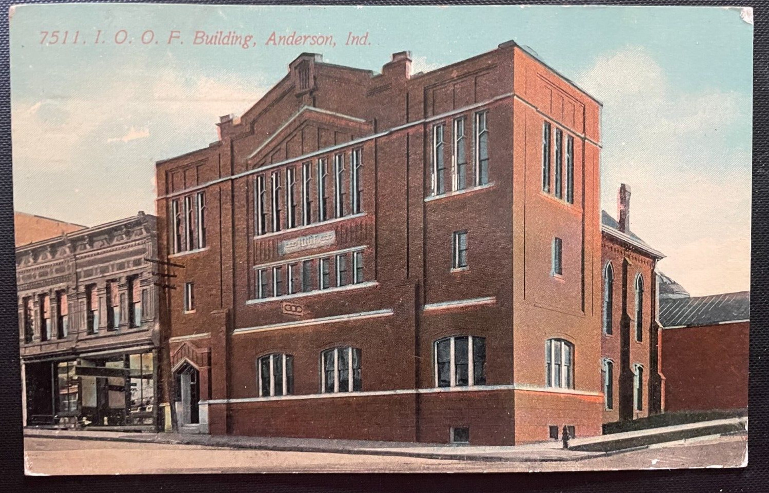 Vintage Postcard 1917 Independent Order of Odd Fellows Building, Anderson IN