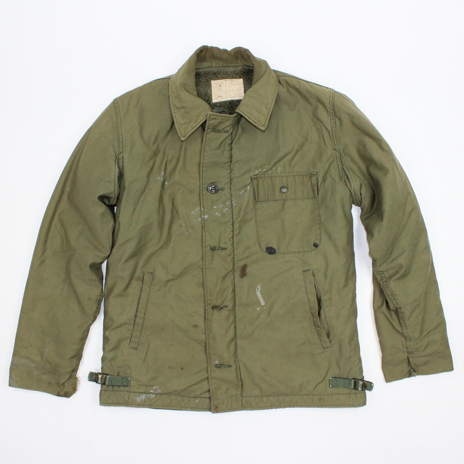 Vintage 1975 Military Cold Weather Permable Deck Jacket Size Medium M Distressed