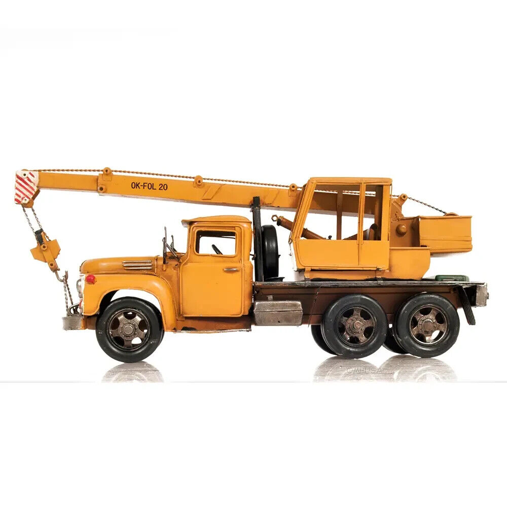 Lightweight Metal Handmade Crane Truck Model W/ Metal Boom Chain & Hook