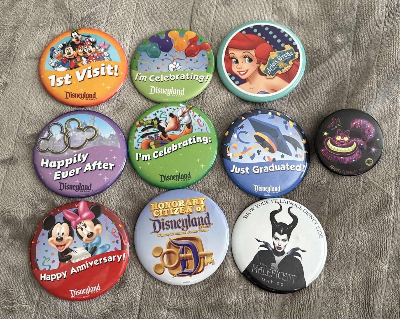 Lot 10 Rare Official Disneyland Resort Disney 3” Button Pin Ariel Mickey Mouse