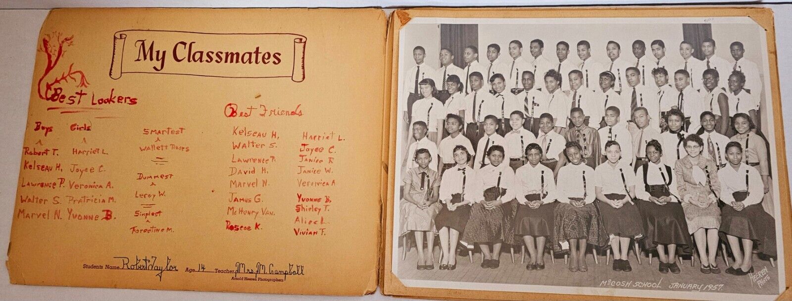 1957 African American Black Class Large Photos McCosh School Chicago Emmett Till