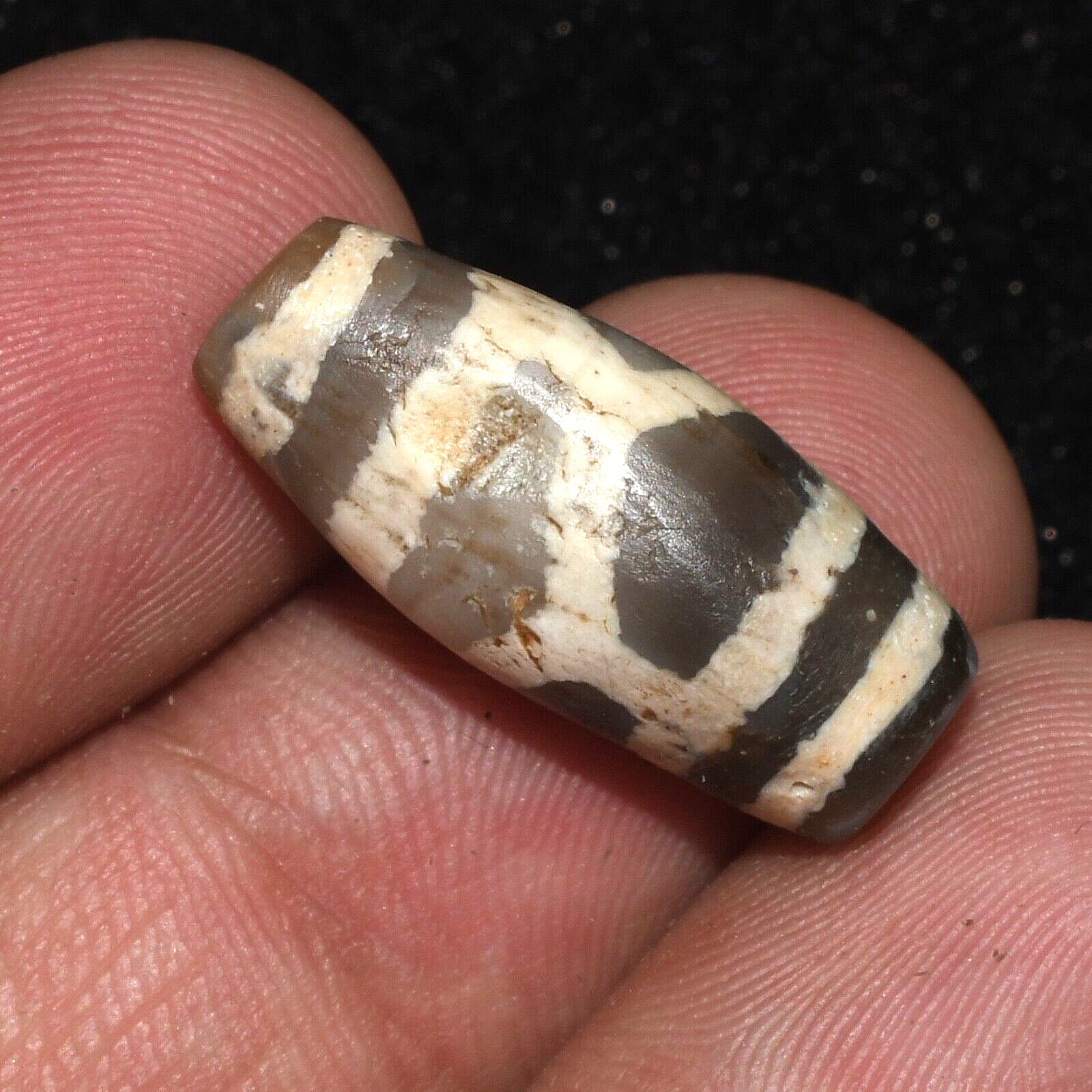 Authentic Ancient Etched Agate Longevity Dzi Bead in Perfect Condition