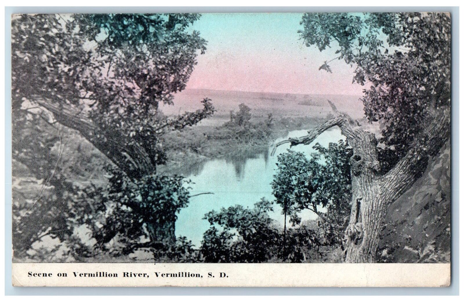1910 Scene On Vermillion River Trees Vermillion South Dakota SD Antique Postcard