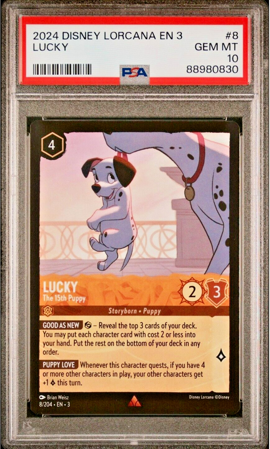 2024 Disney Lorcana EN 3 #8 Lucky The 15th Puppy PSA 10 GEM-MT Rare