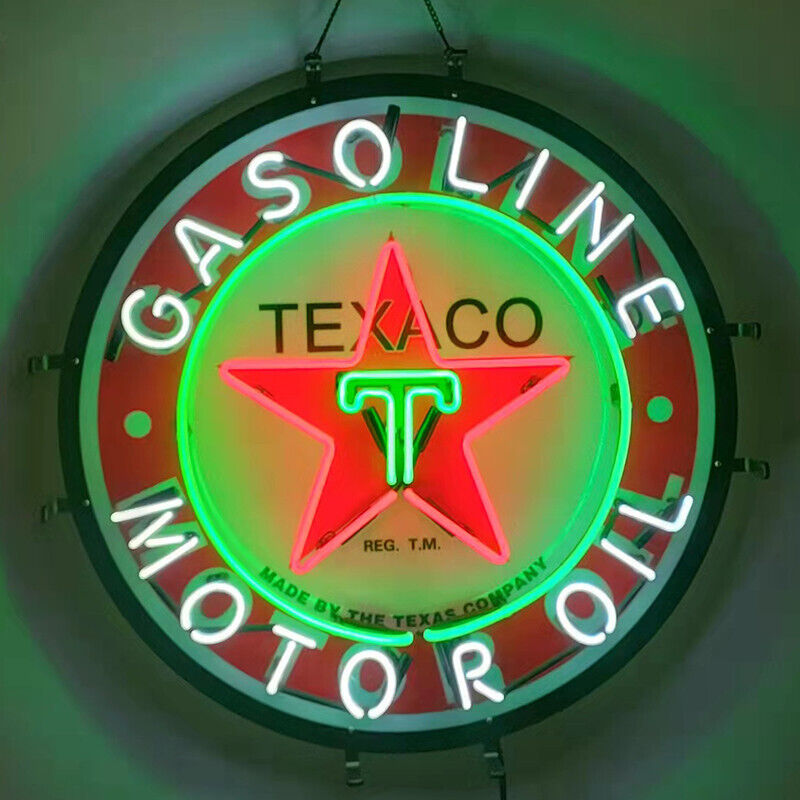 Texaco Gasoline Neon Sign Gas Station Wall Decor HD Printing Artwork Gift 18x18