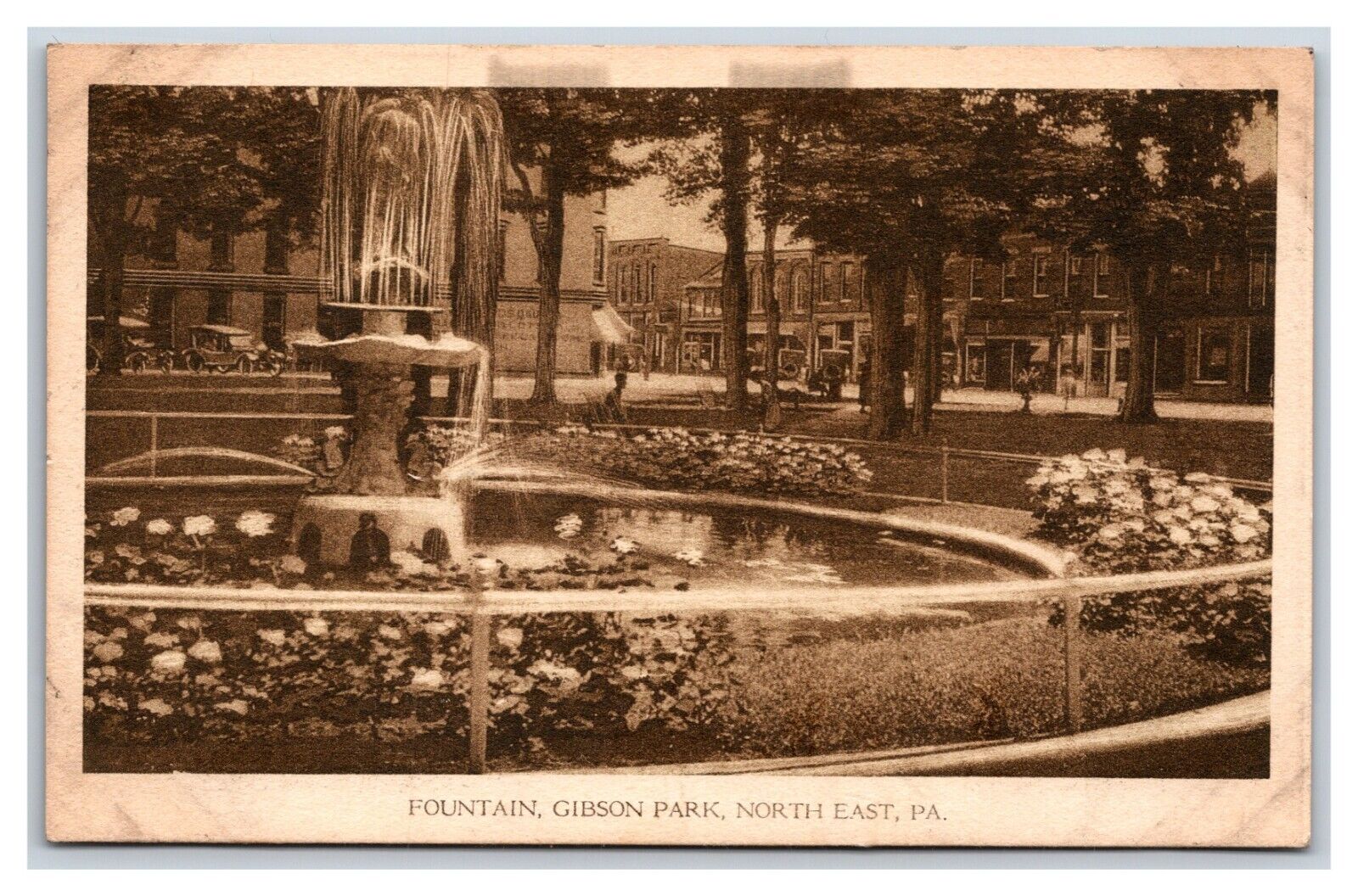 Gibson Park Fountain North East Pennsylvania PA UNP DB Postcard N20