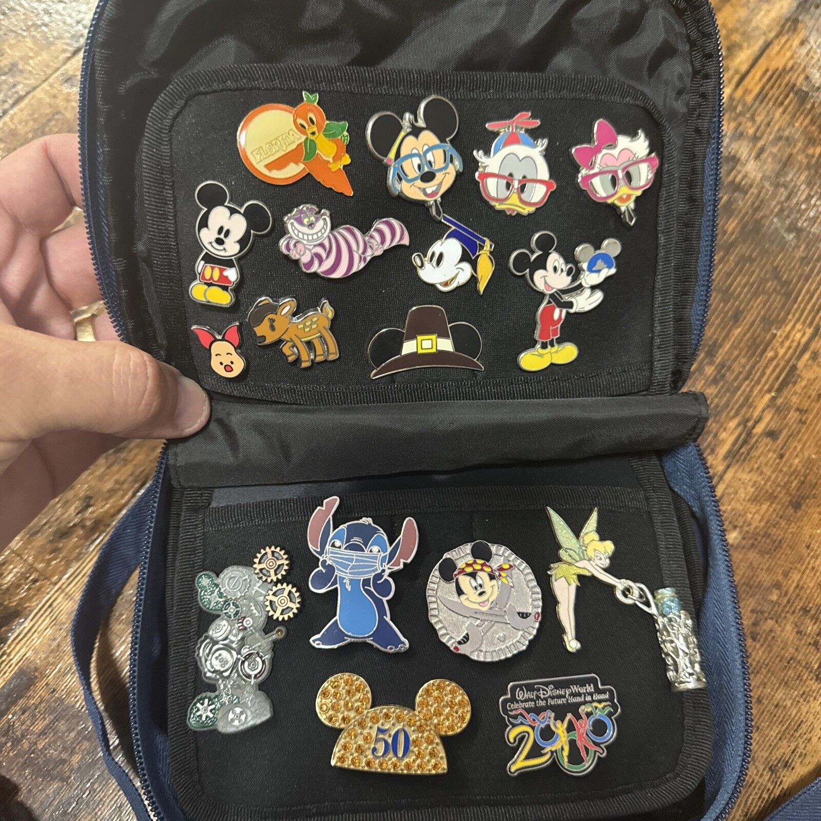 Disney Collectors Pin Trading Bag 2015 Walt Disney World Parks With 52 Pins