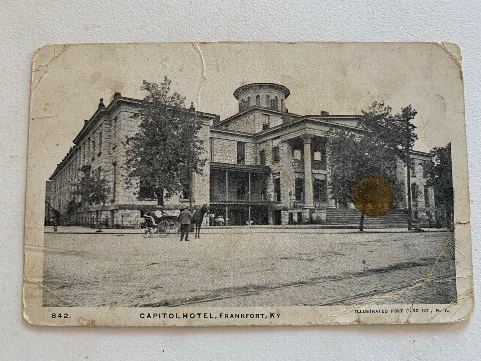 RPPC Photo Postcard Capitol Hotel Frankfort Kentucky Horse & Buggy 1915