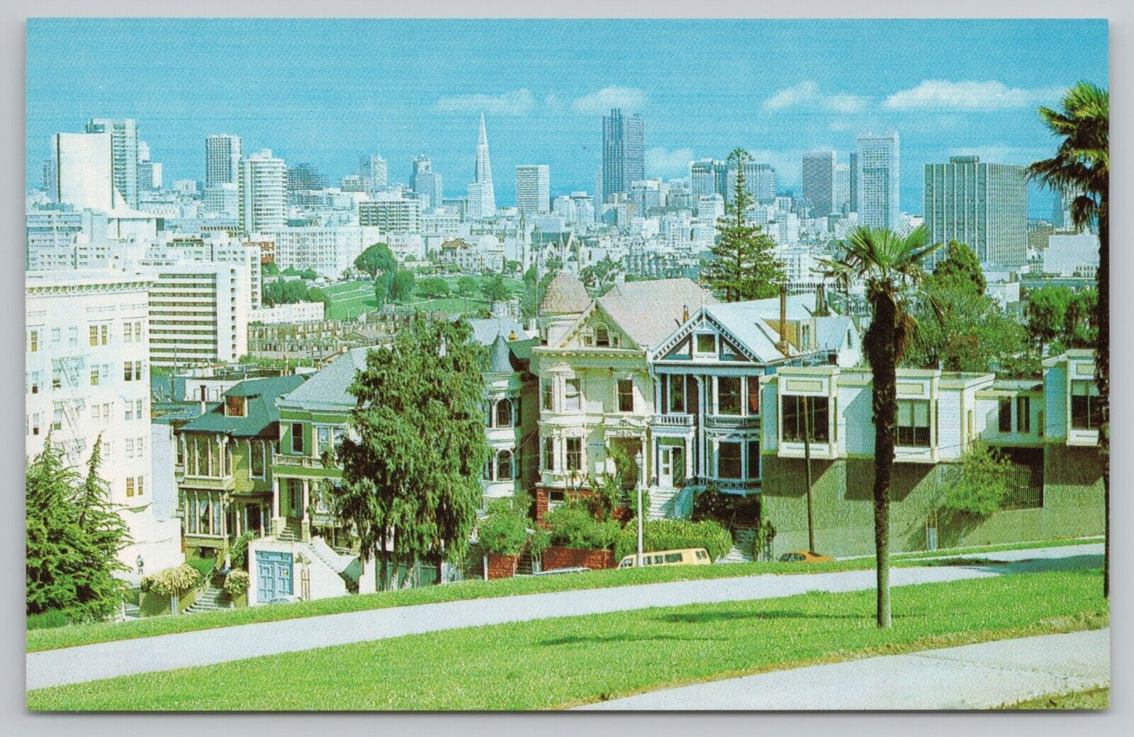 Postcard San Francisco California Victorian Architecture City Skyline