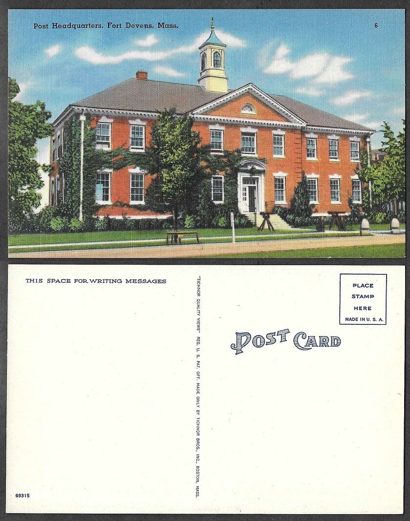 Old Massachusetts Postcard - Fort Devons - Post Headquarters