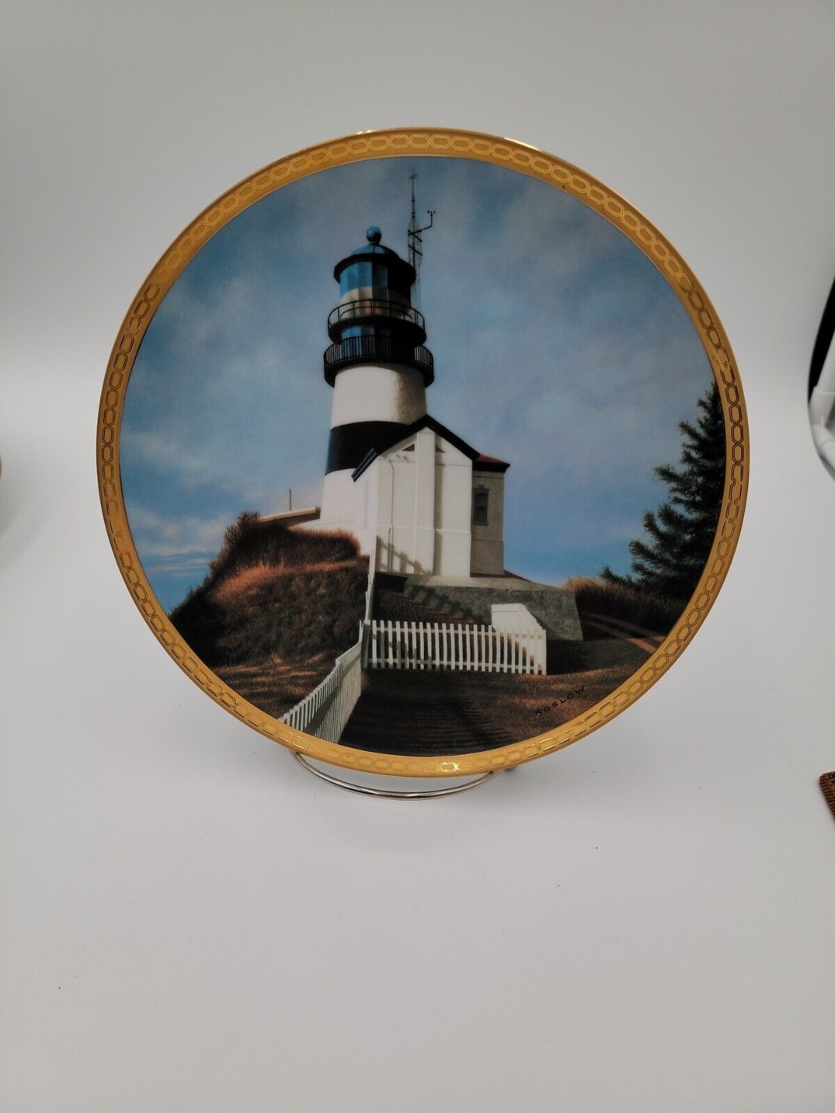  1990 American Lighthouse Collection Plate Cape Disappointment Howard Koslow 9\