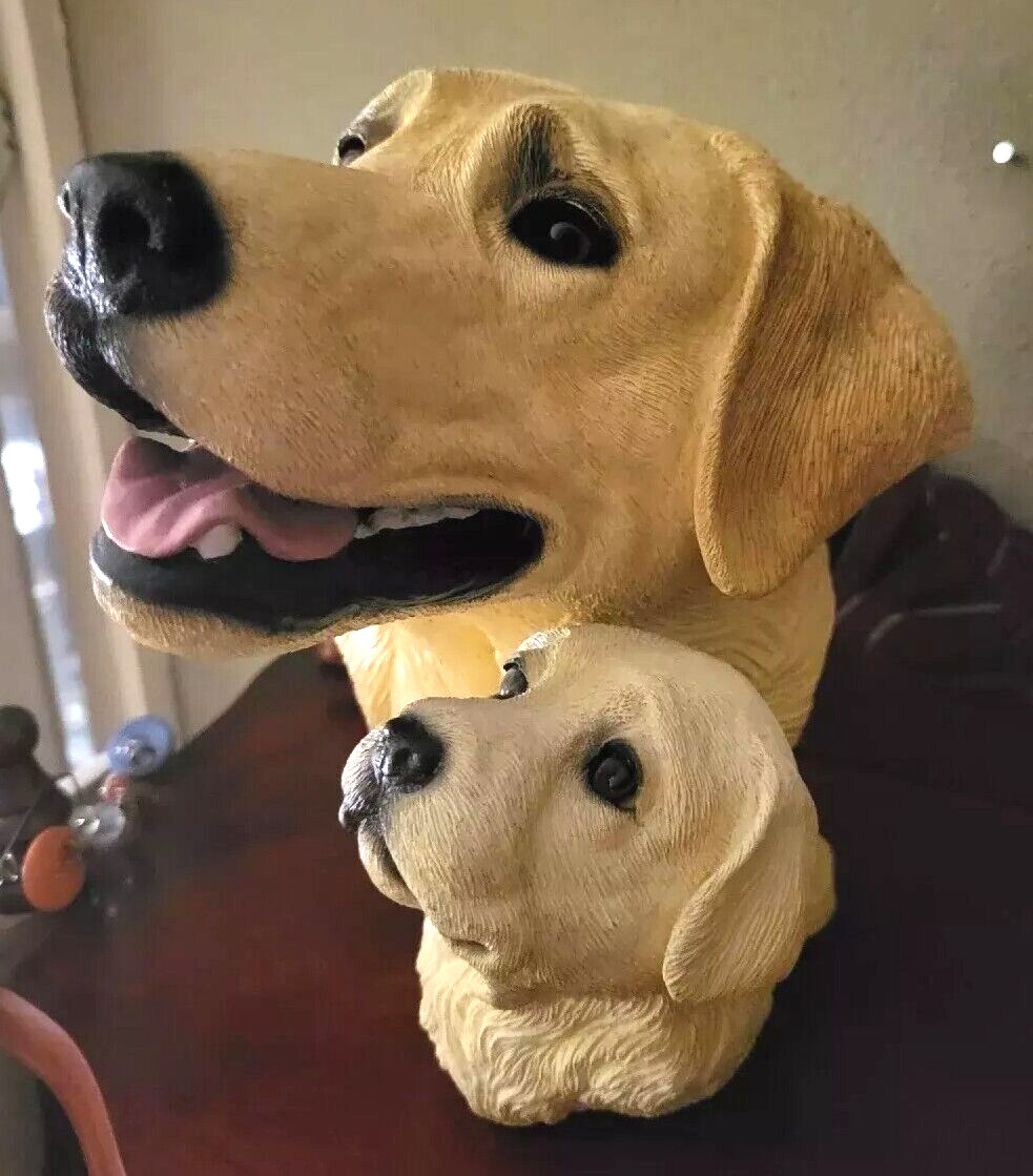 Vtg Living Stone Realistic Yellow Labrador Lab Retreiver Dog Bust Figurine '02 