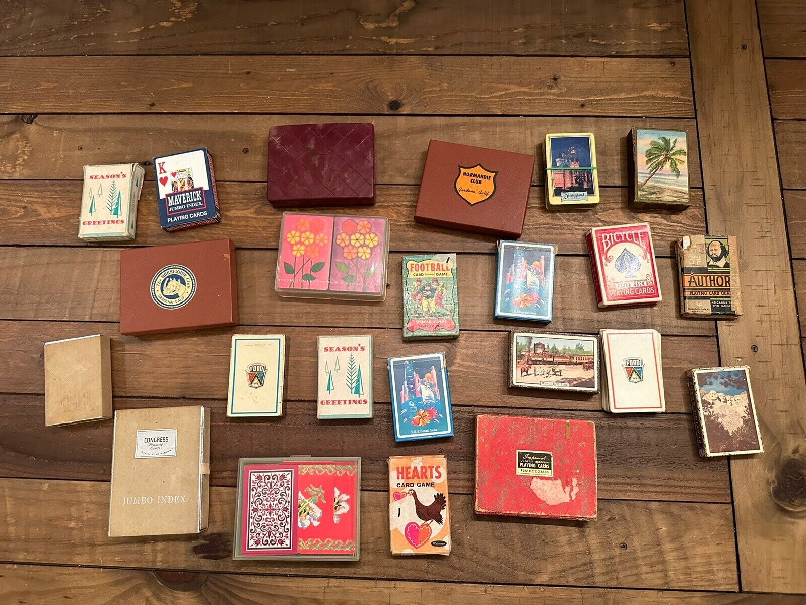 Vintage lot of 23 Playing Card Decks, Disneyland, Ford, Author *READ