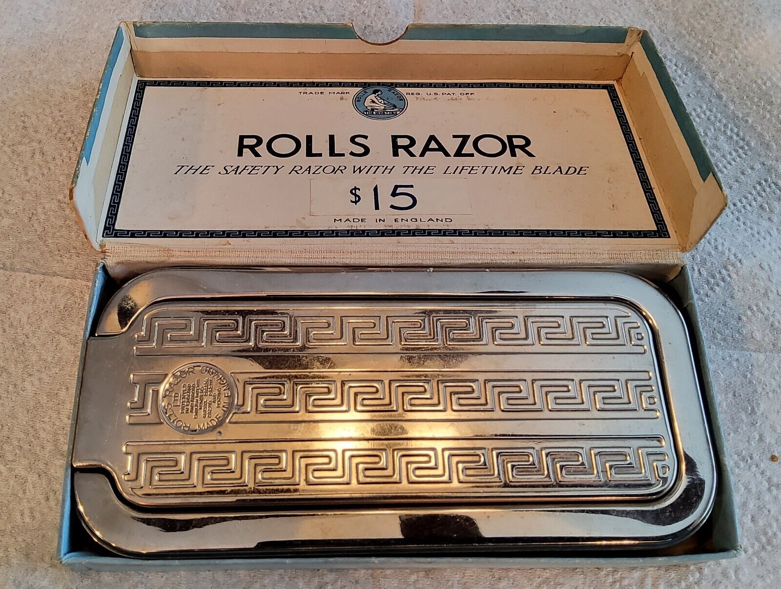 Vintage Rolls Razor Set & Built-In Strop Sheffield Original Made in England,inst