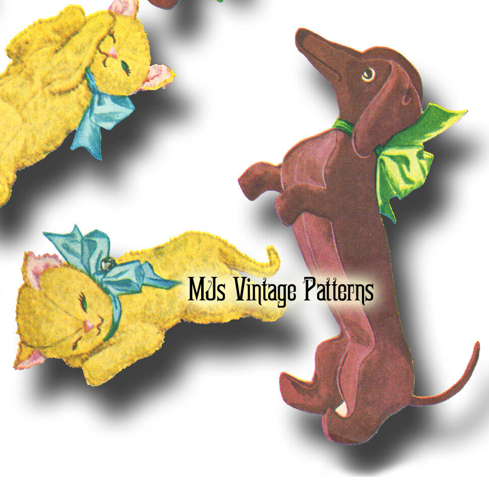 Betsy McCall\'s Stuffed Animal Dog Nosy Dachshund & Sleepy Kitten Vintage Pattern