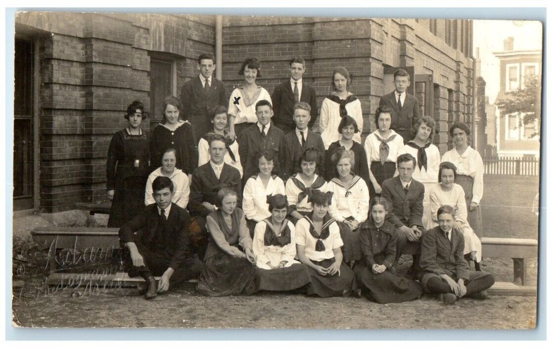 c1910's High School Students Sailor Uniform Bloomfield Halifax NS RPPC Postcard