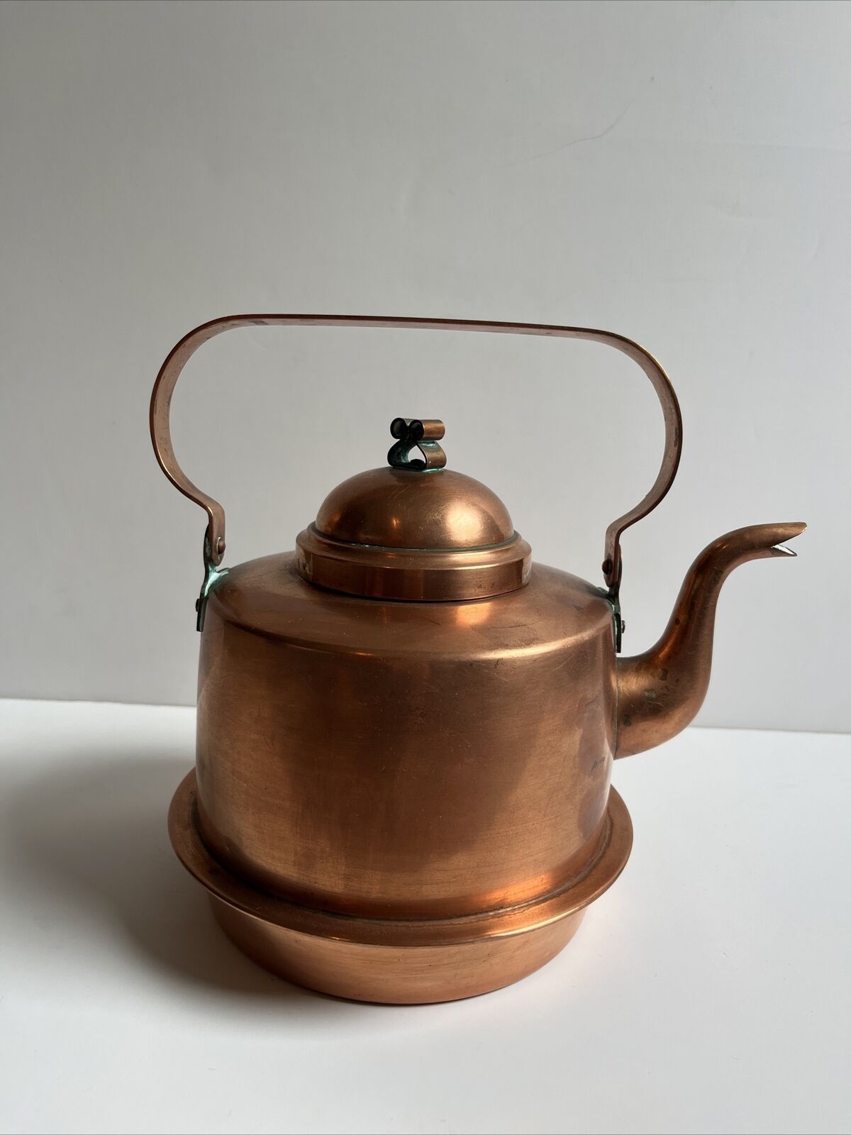 Vintage Copper Plated Tea Kettle Handle and Knob on Lid
