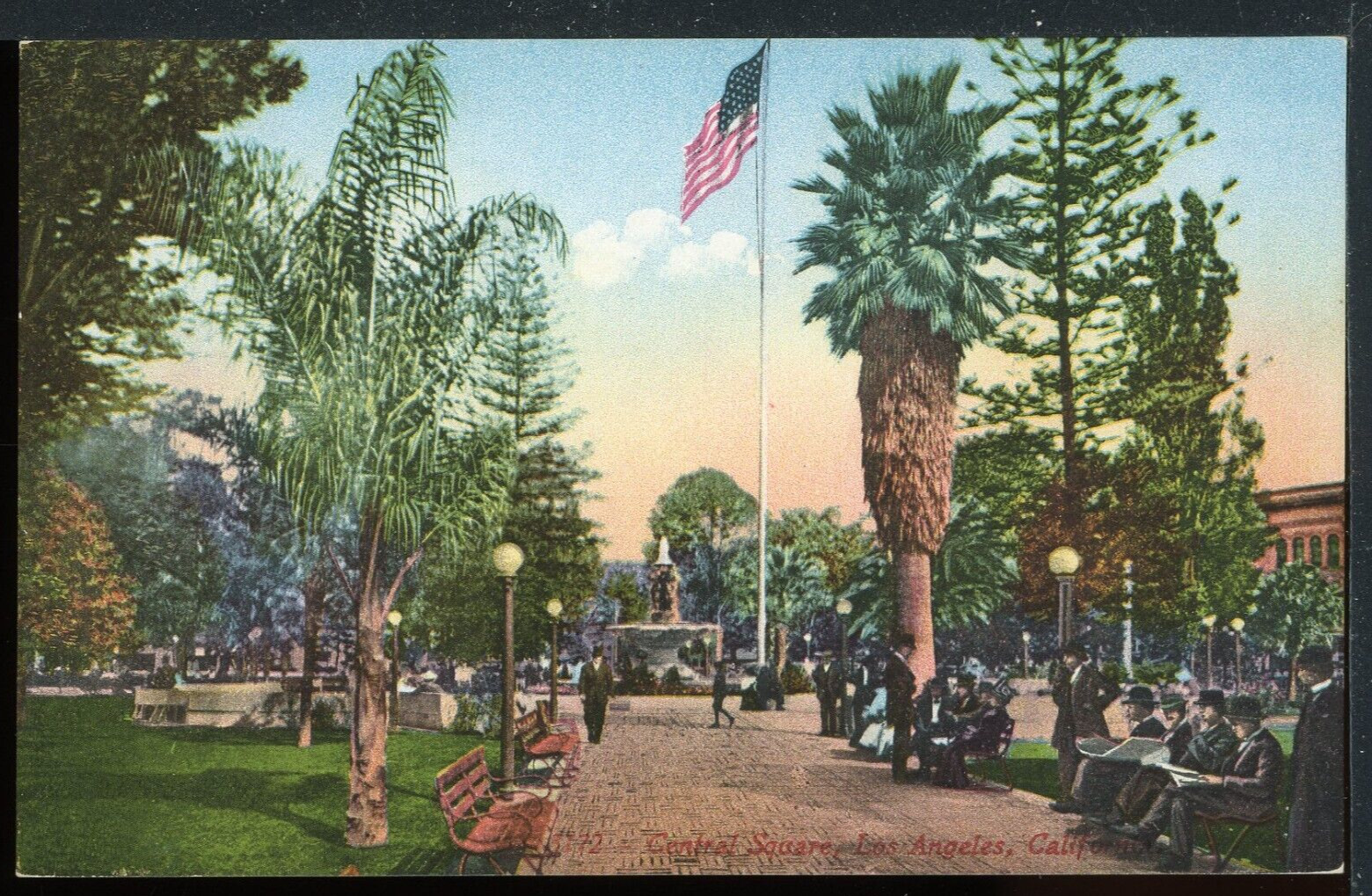 Early Central Square Los Angeles CA Vintage Postcard Mitchell 5172 M1062a