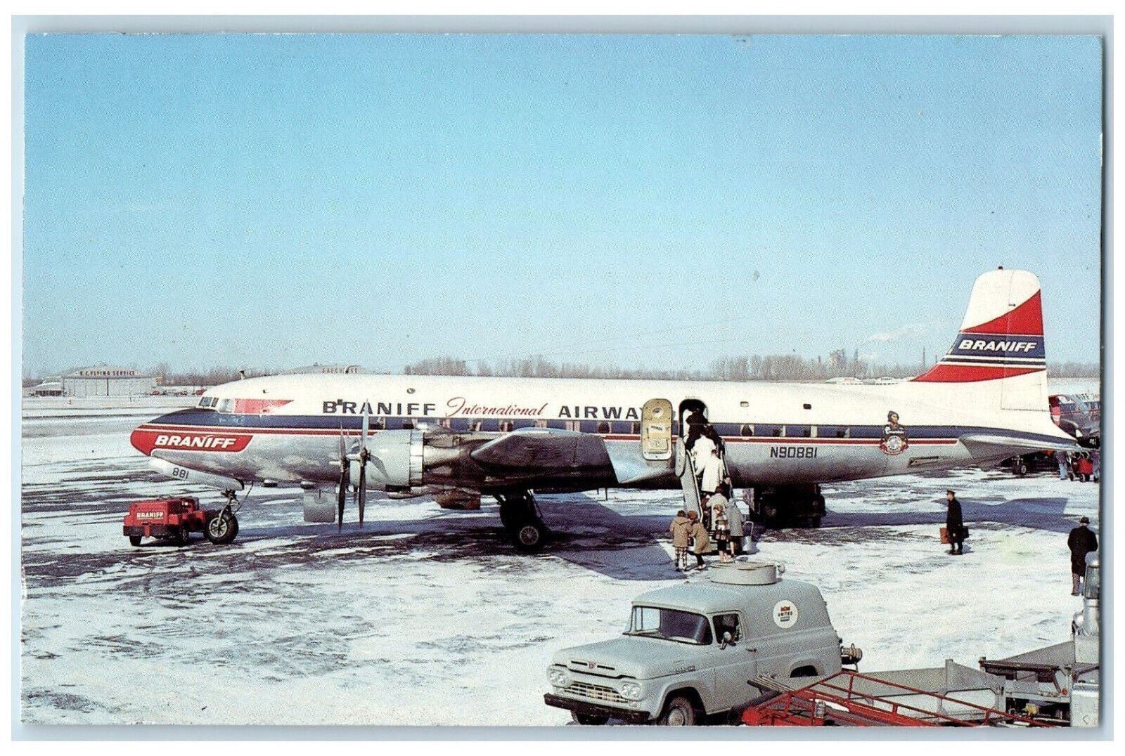 c1970s Braniff International Douglas DC-6 N90881 Airplane Vintage Postcard