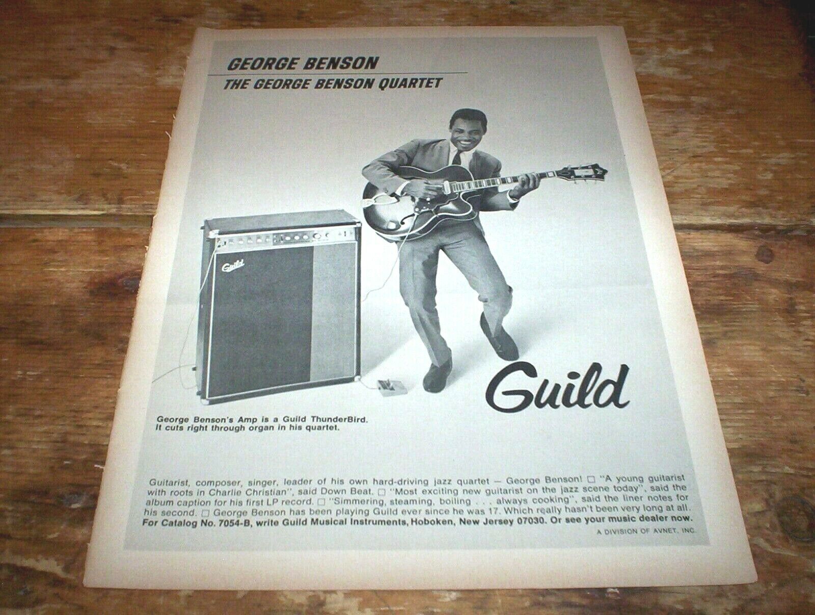 GEORGE BENSON ( GUILD GUITARS ) 1968 Vintage U.S. JAZZ magazine PROMO Ad NM-