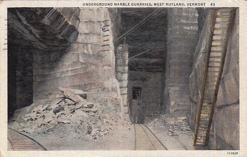Postcard Underground Marble Quarries West Rutland VT 