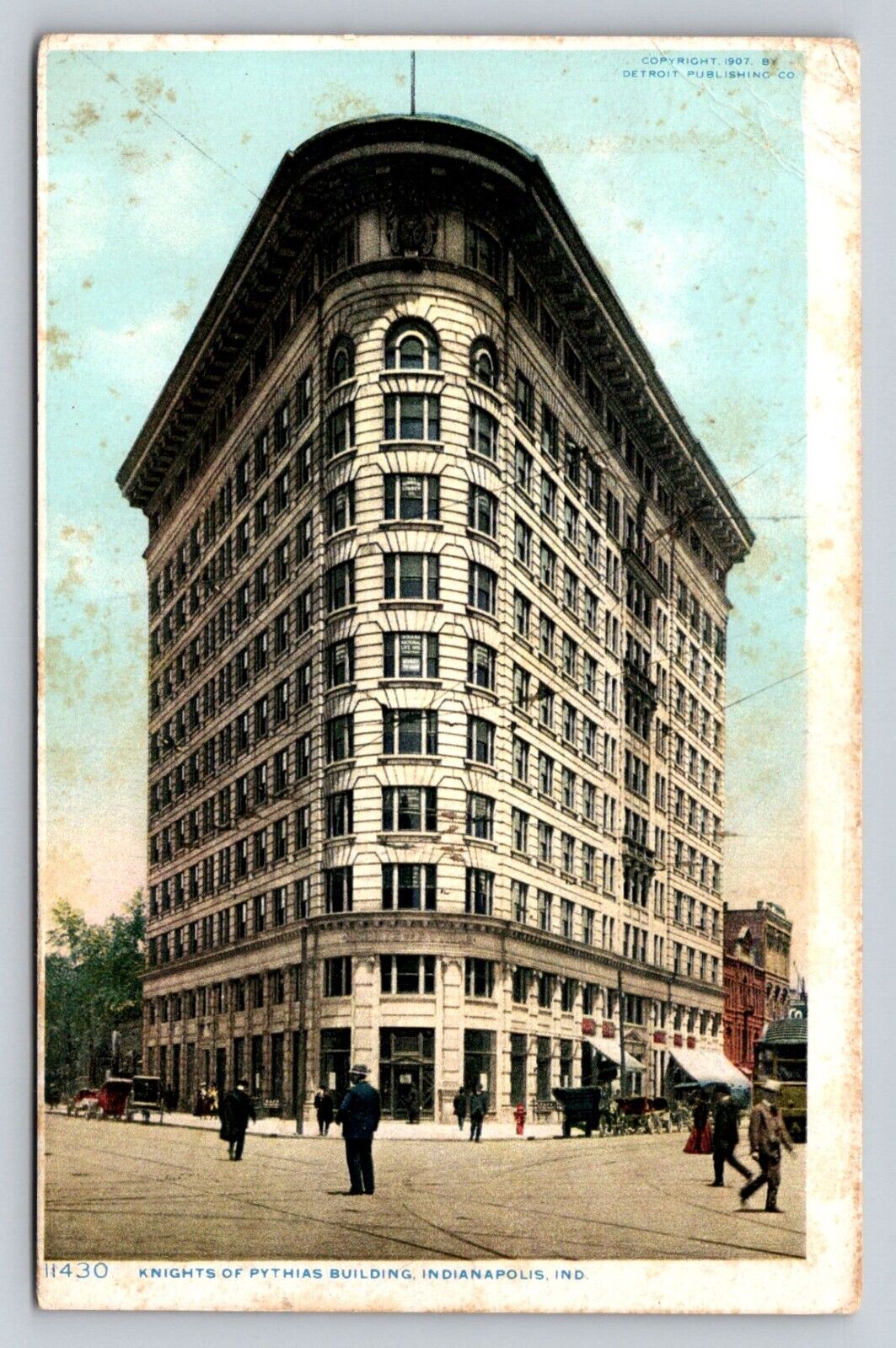 c1910 People Street View Knights Of Pythias Building Indianapolis Indiana P748