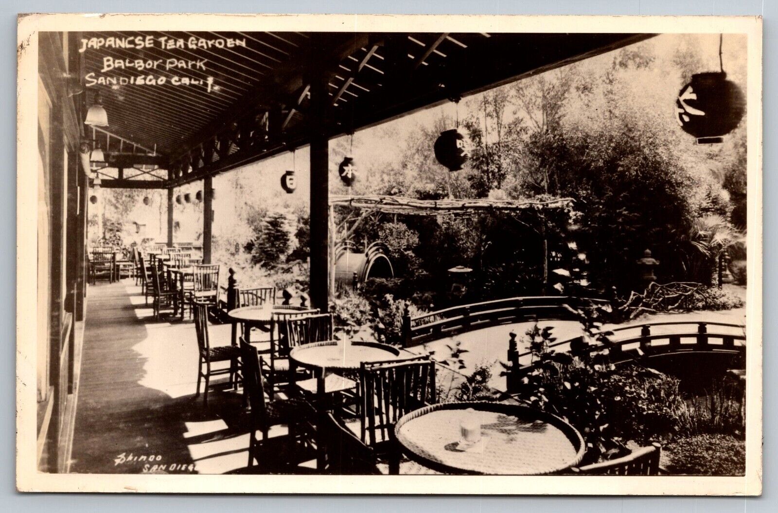 Japanese Tea Room. Balboa Park. San Diego California Real Photo Postcard RPPC