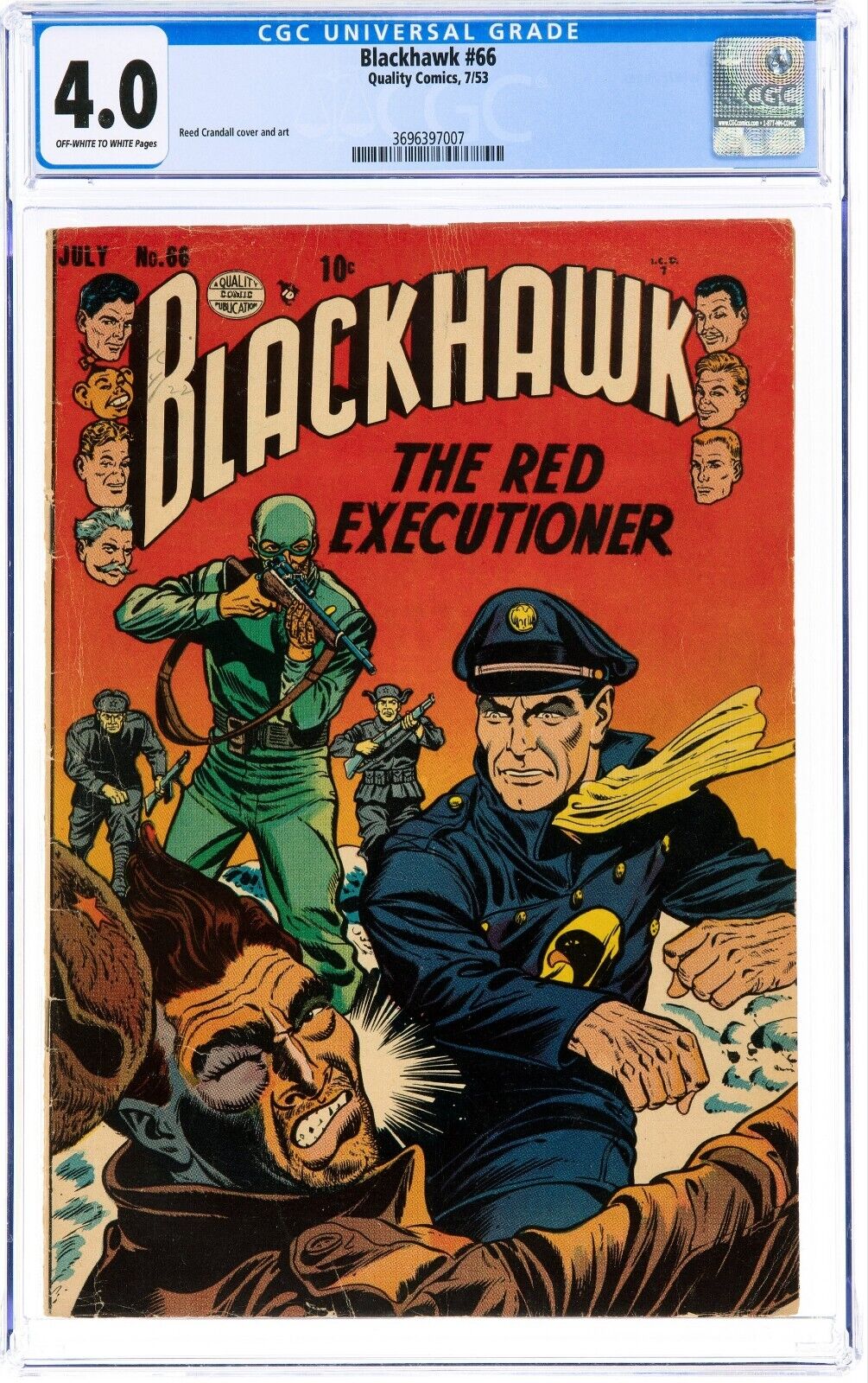 Blackhawk #66 (Quality, 1953) CGC VG 4.0 Scarce PRE-CODE Pop 6 Only 3 Higher