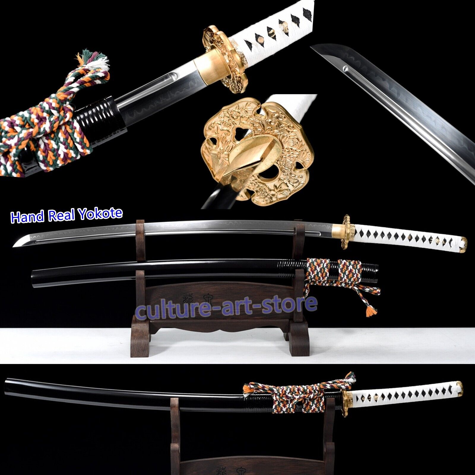 High Quality Japanese Clay Tempered T10 Steel Samurai Katana Sword Sharp