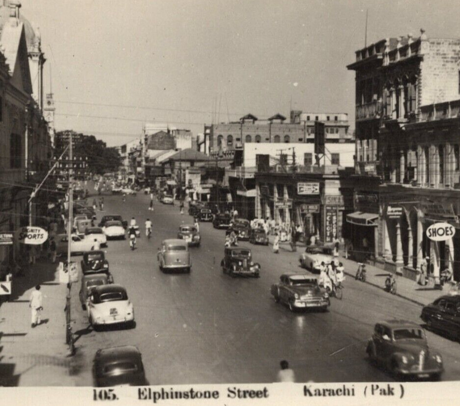 Elphinstone Main Street Karachi Pakistan Real Photo RPPC Postcard