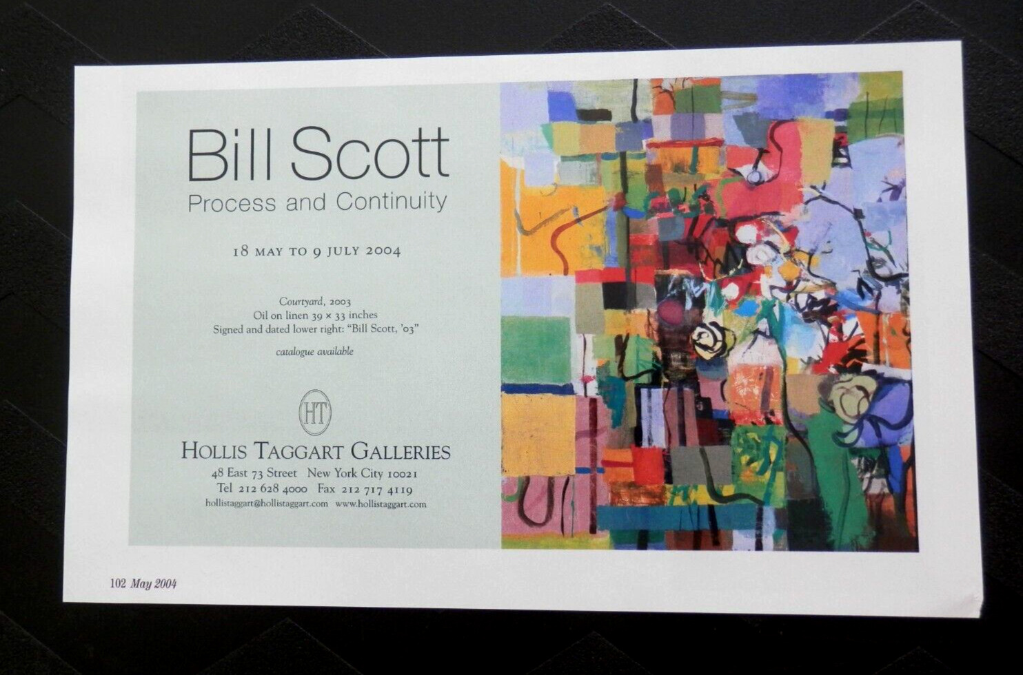 2004 PRINT AD, Bill Scott Art Exhibit, Process and Continuity, \