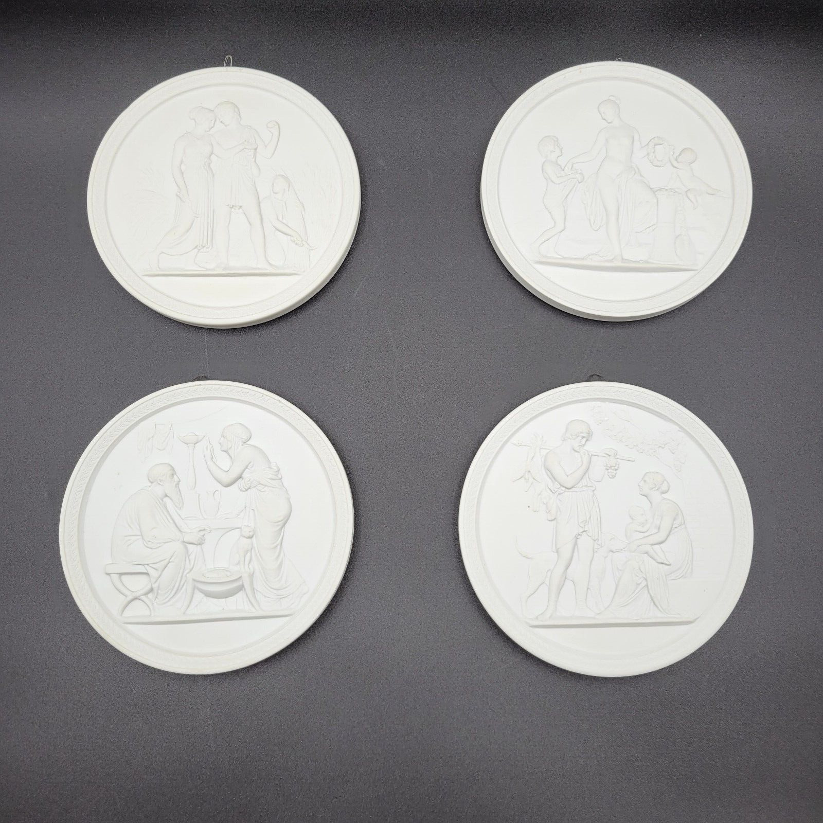ROYAL COPENHAGEN 'The Four Seasons of Life' Set of 4 Bisque Porcelain Relief Art