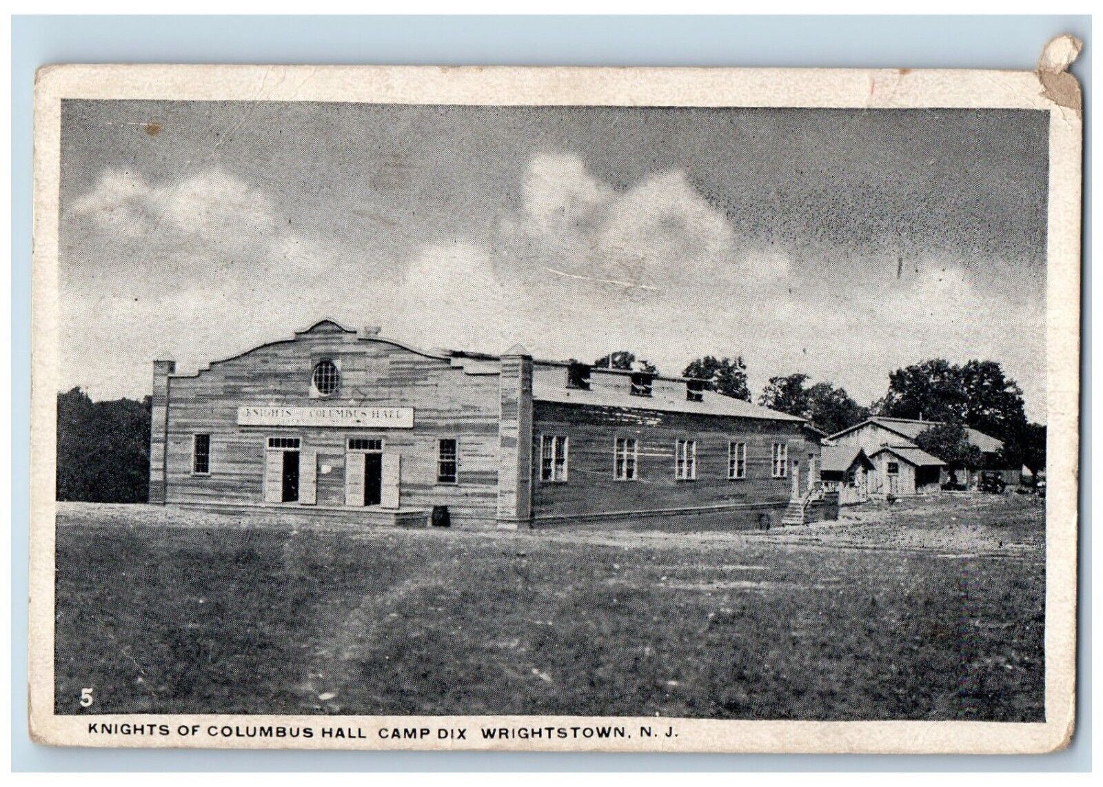 Wrightstown New Jersey NJ Postcard Knights Columbus Hall Camp Dix Exterior 1919