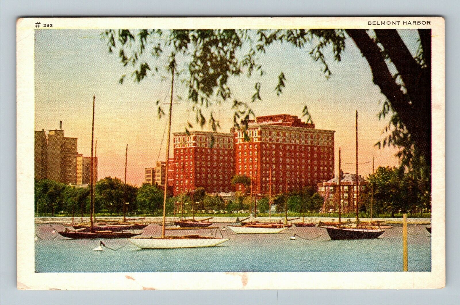 Chicago IL-Illinois, Belmont Harbor, Exterior, Sunrise, Vintage Postcard