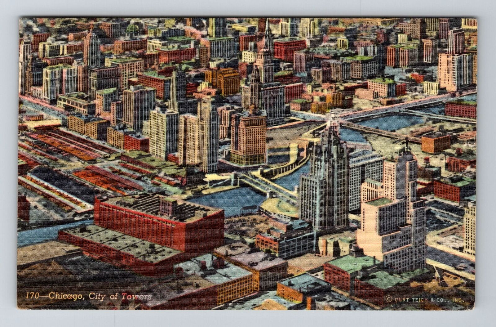 Chicago, IL-Illinois, View Of Downtown Towers Antique c1950, Vintage Postcard