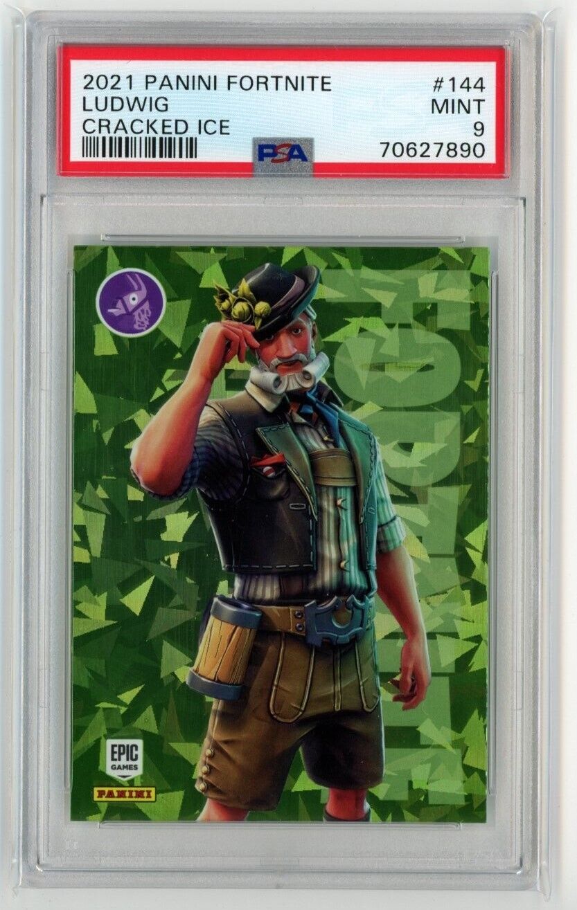 2021 Panini Fortnite #144 LUDWIG CRACKED ICE GREEN EPIC OUTFIT PSA 9 MINT