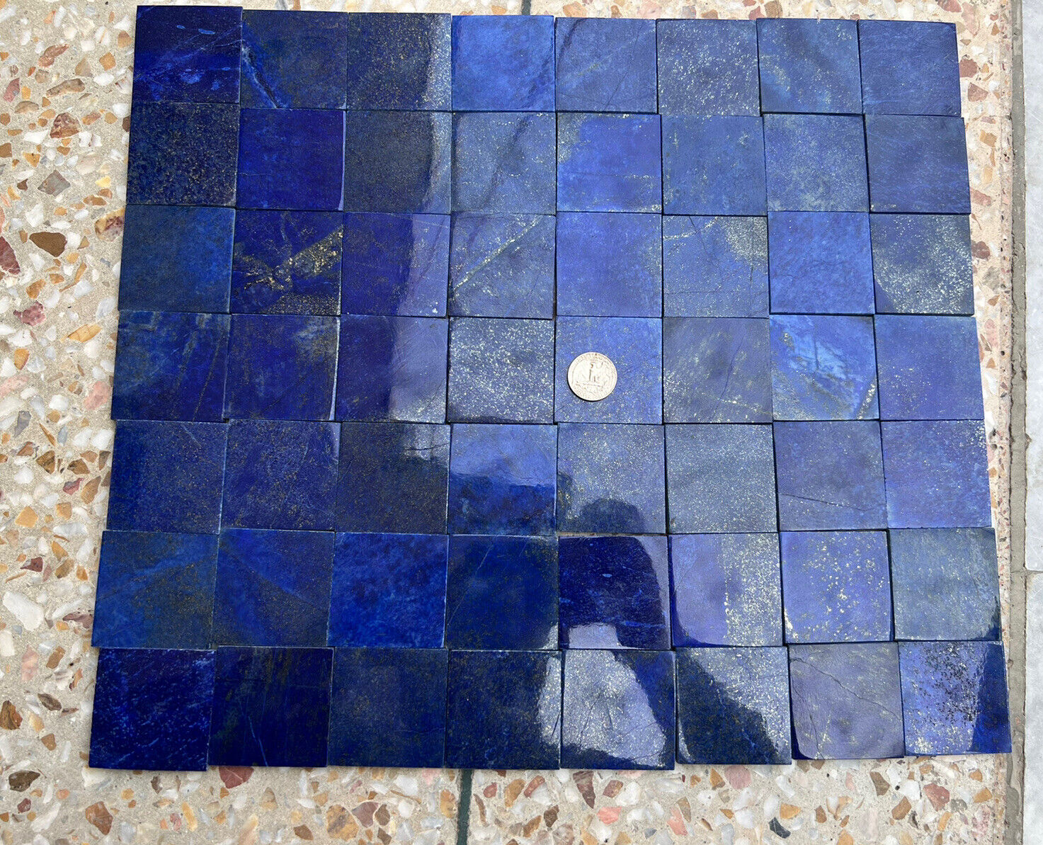 Top Quality 56 PCs tiles 2x2 inches one side polished Lapis Lazuli art decors