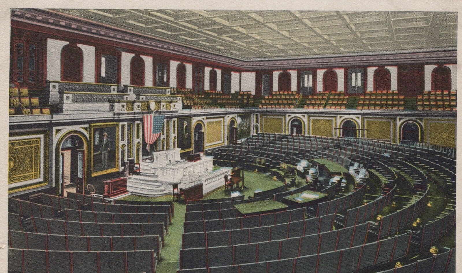 Hall of Representatives Washington D.C. Linen Vintage Postcard