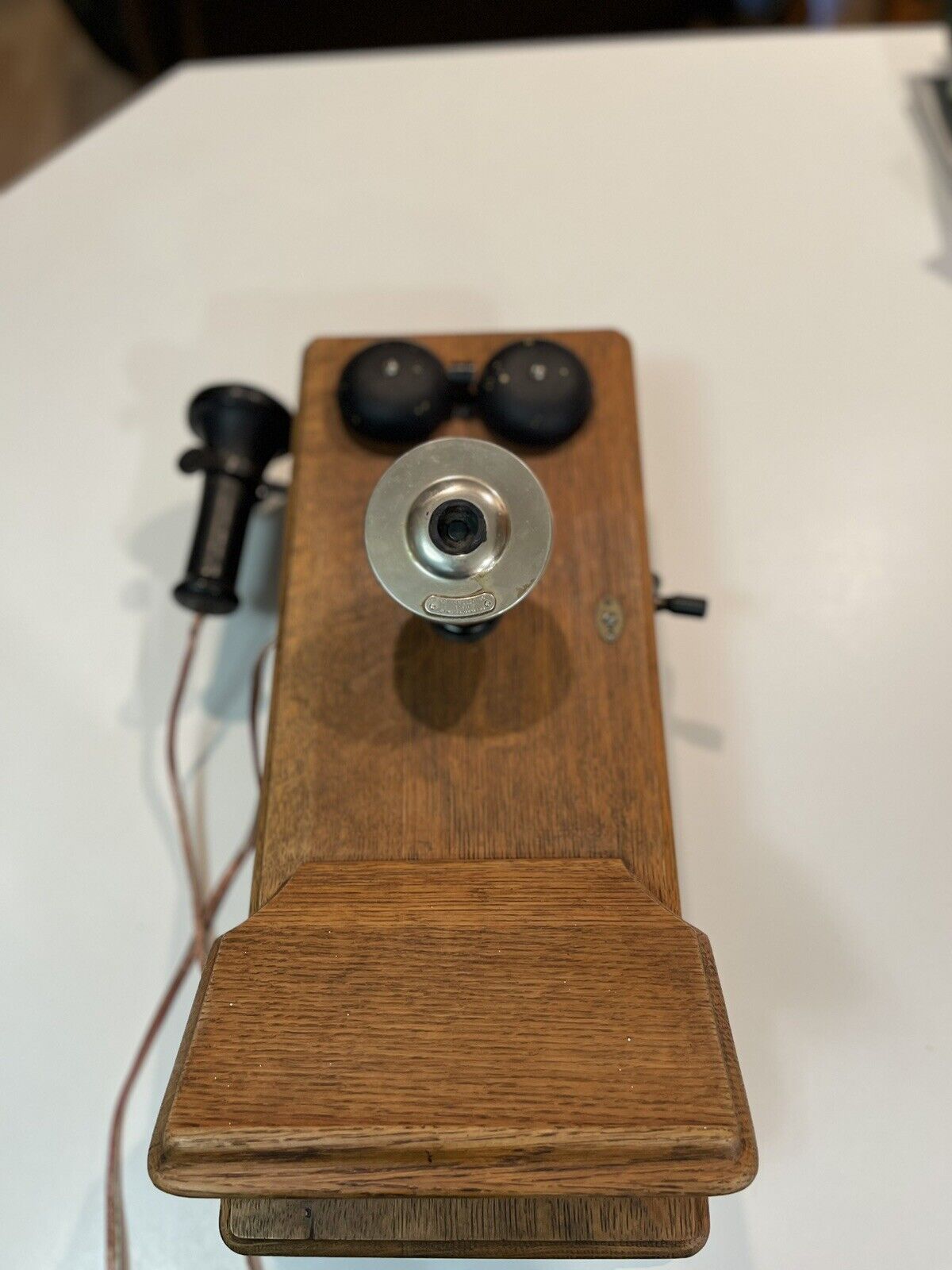 antique oak wall phone