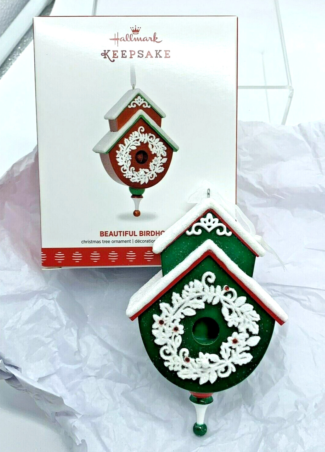 Hallmark Beautiful Birdhouse Christmas Ornament 2017 Event  Repaint GREEN