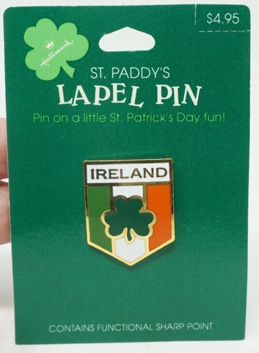 Vintage Hallmark Cards St. Patrick's Day IRELAND Irish Flag Lapel Pin Brooch