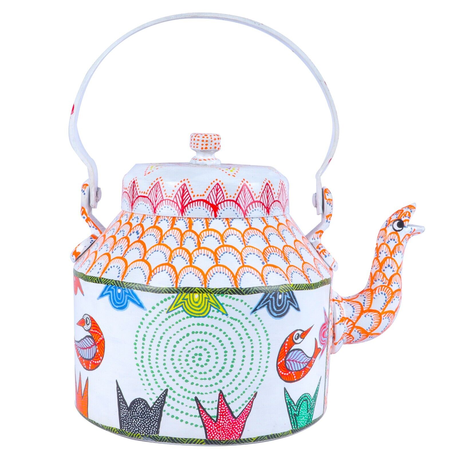 Gond Painted Decorative Teapot Kettle Antique Decorative Vintage Art Piece