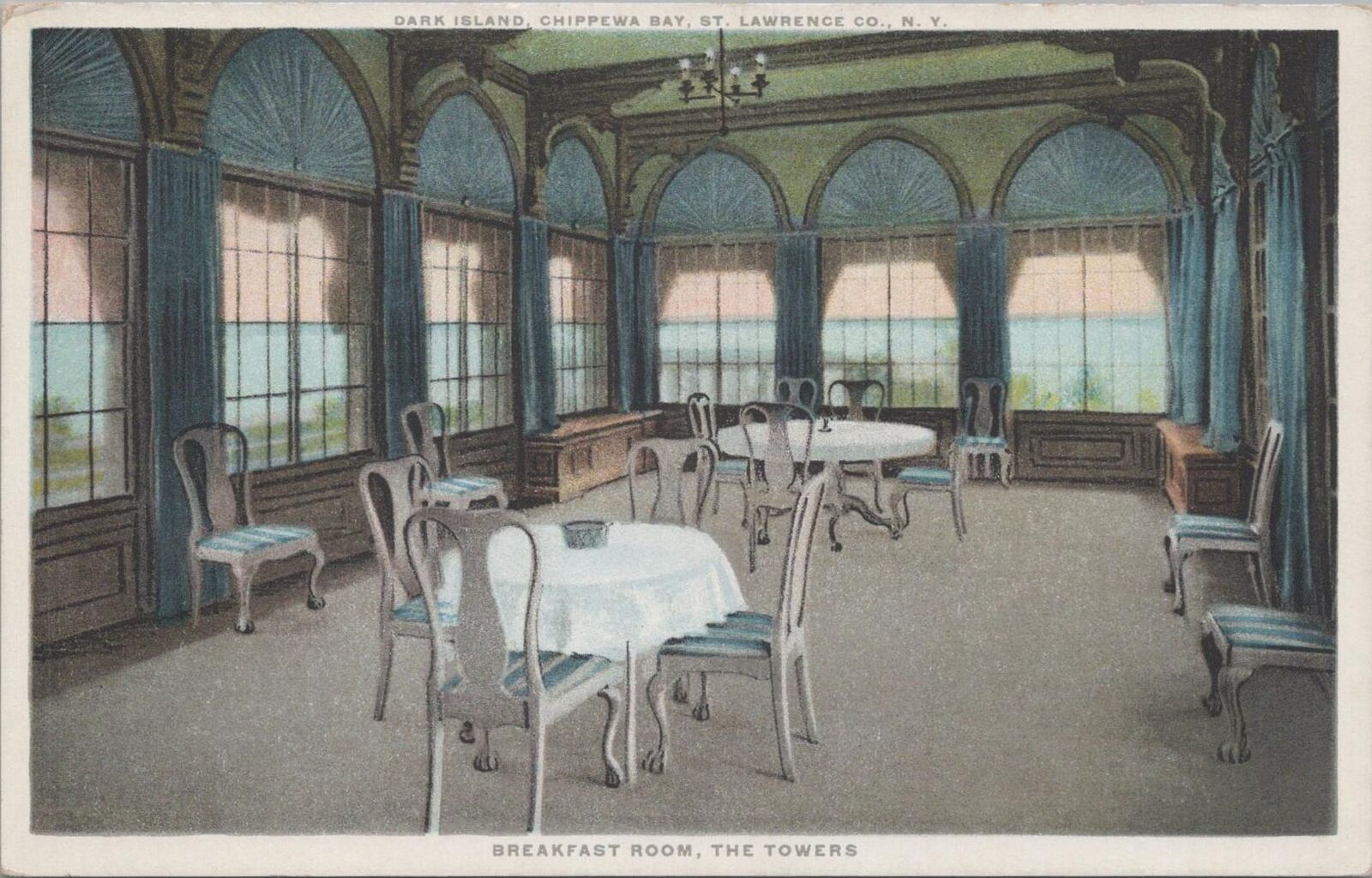 Postcard Dark Island Chippewa Bay Lawrence Co NY Breakfast Room 